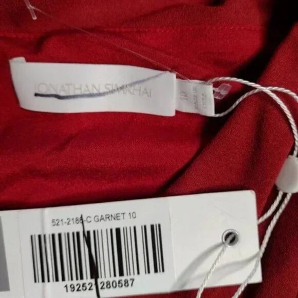 Jonathan Simkhai Dia Top 10 NWT Red Crepe Asymmetrical One Shoulder Blouse - Picture 3 of 10